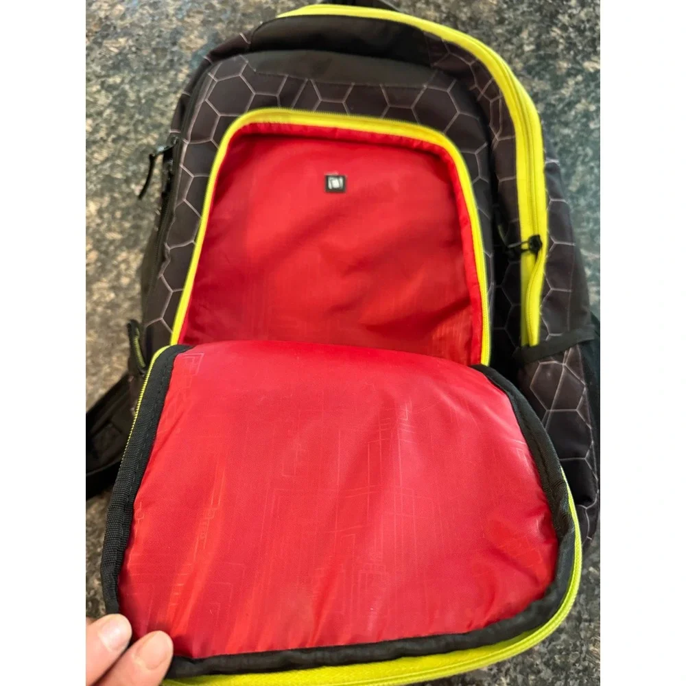 OGIO Backpack Black Neon Yellow Honeycomb Print Laptop Sleeve Tech Pocket